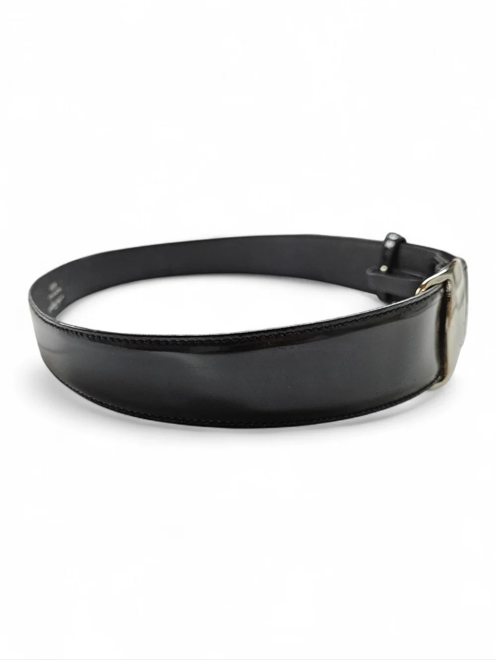 Salvatore Ferragamo Vera Leather Belt In Black Leather With Silver Buckle Sz 75